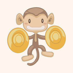 动物猴子玩乐器卡通主题元素