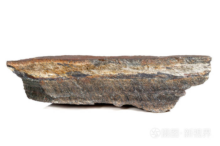 宏观矿物石蛇眼在岩石白色背景特写