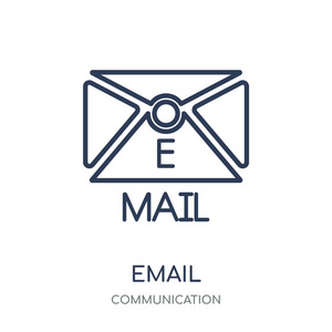 电子邮件图标。电子邮件线性符号设计从通信集合。简单的大纲元素向量例证在白色背景