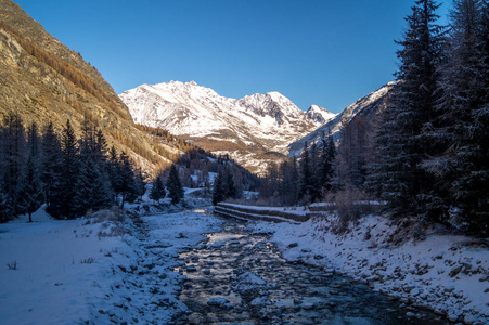 在雪地里山风景