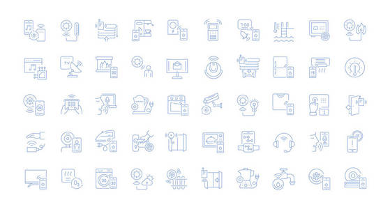 用于现代概念web 和应用程序的智能建筑的矢量线图标集
