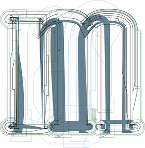 字体的插图字母 m