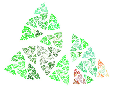抽象绿色马赛克分形孤立在白色背景