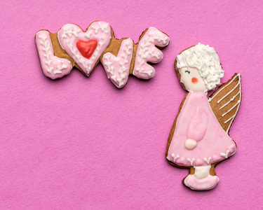 爱的天使在情人节那天夫妇文本与饼干