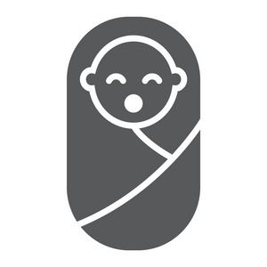 新出生的婴儿字形图标, 儿童和新生儿, 幼儿标志, 矢量图形, 在白色