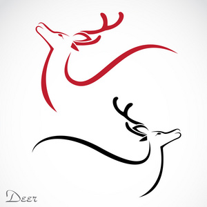 鹿头矢量插图,孤立的麋鹿徽标雕刻复古军队徽章图圣诞鹿与几何图案