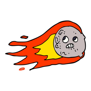 卡通涂鸦燃烧小行星图片