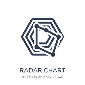 雷达图图标。时尚平面矢量雷达图表图标在白色背景上从业务和分析集合, 矢量插图可用于网络和移动, eps10