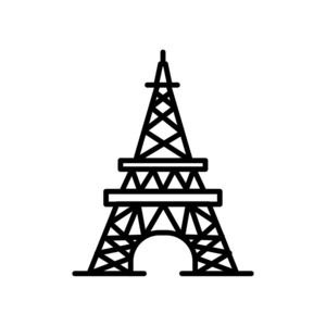 埃菲尔铁塔图标矢量隔离在白色背景, 埃菲尔铁塔