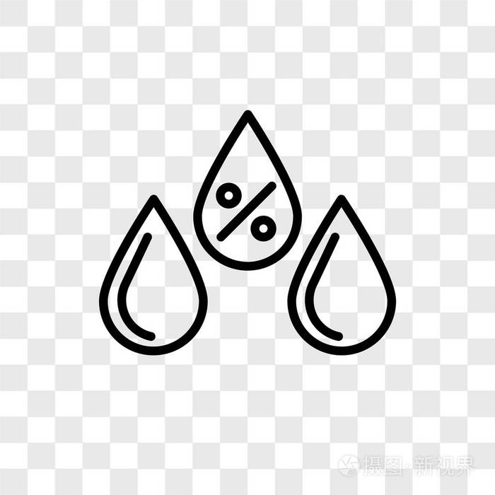 湿度矢量图标在透明背景下隔离湿度标识概念