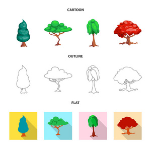 树和自然符号的矢量设计。库存树和皇冠矢量图标集