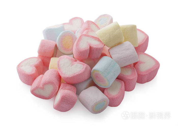 白色背景的彩色软糖糖