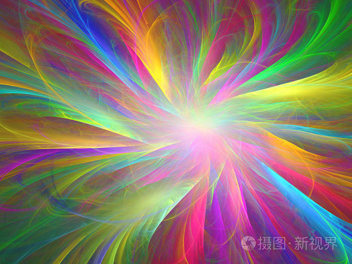 彩虹抽象分形背景3d 渲染