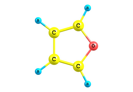 呋喃分子结构在白色背景上图片