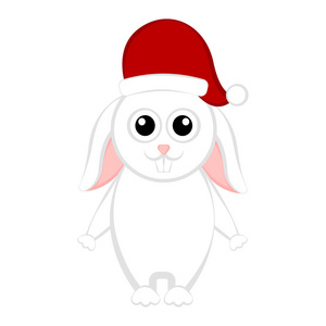 圣诞兔子卡通人物。矢量插画设计