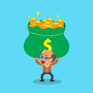 携带钱向量动画片高级男子携带大钱袋设计照片