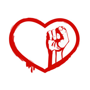 红色拳头红色的心和拳头照片