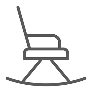 摇椅线图标, 家具和家庭, 扶手椅标志, 矢量图形, 白色背景上的线性图案