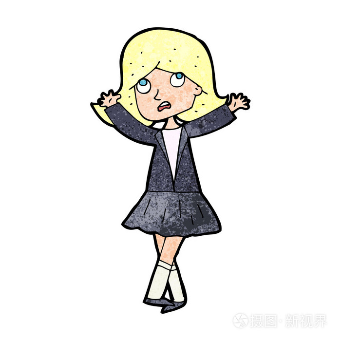 卡通闷闷不乐的姑娘