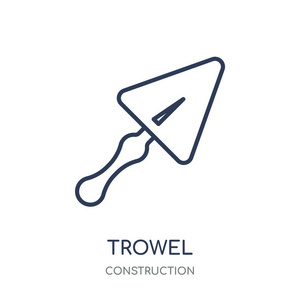 trowel 图标。从建筑集合的线符号设计。简单的大纲元素向量例证在白色背景