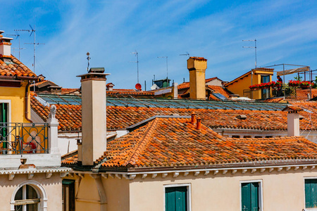 威尼斯的房子和屋顶在威尼斯, 意大利的看法