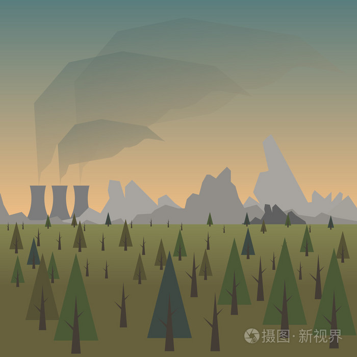 森林和电厂污染