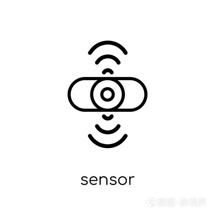 时尚现代平面线性矢量传感器图标在白色背景上从细线智能家居收藏, 可