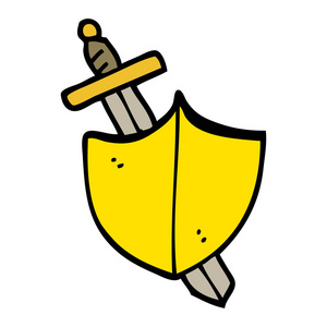 手绘涂鸦风格卡通剑盾照片