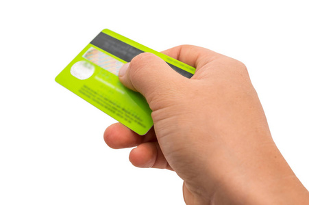 客户的手给信用卡或借记卡卡付款概念