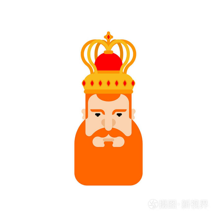 国王脸红胡子.皇家人物角色.曼特尔和皇冠帝王卡通英雄