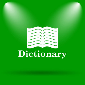 词典图标。绿色背景上的互联网按钮