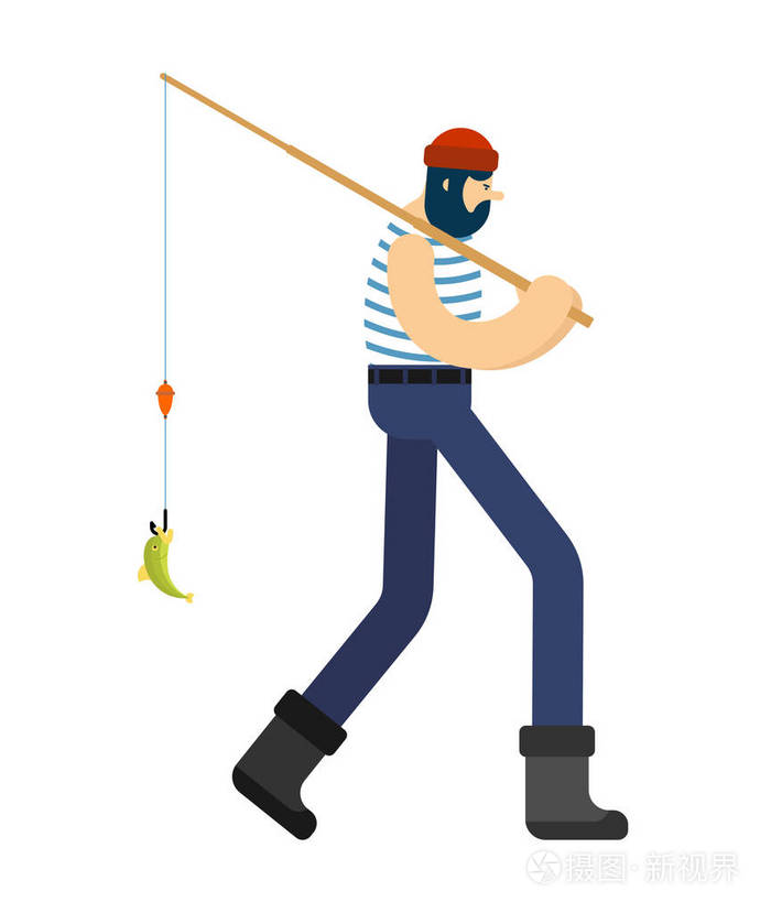 钓鱼和钓鱼竿.矢量图案