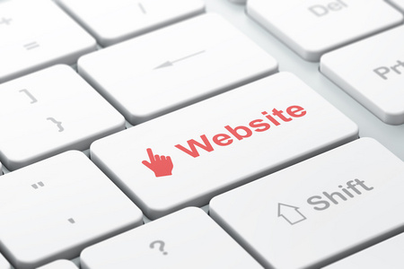 web 开发的概念 鼠标光标和网站在计算机上的键盘背景
