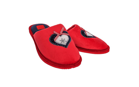 红色女房子拖鞋。对于寒冷的季节