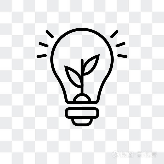 灯泡矢量图标在透明背景下隔离, 灯泡标志设计