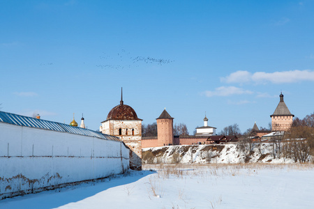 蓝蓝的天空 background.suzdal，俄罗斯反对大教堂