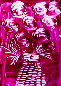 在柳条花瓶粉色玫瑰图片