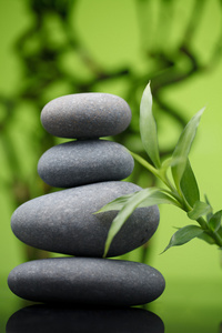 按摩的石头与竹照片