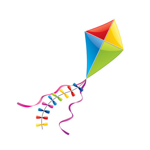 黄色的风筝风筝上白色矢量孤立照片