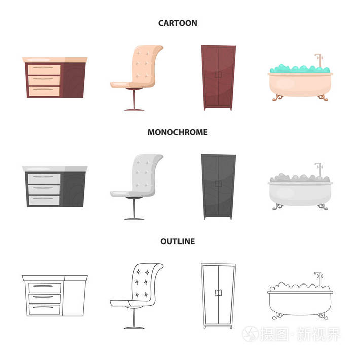 家具和公寓标识的矢量设计。一套家具和家庭股票符号的网站
