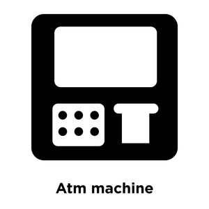 atm 机图标矢量隔离在白色背景上, 标识概念的 atm 机在透明背景上签名, 填充黑色符号