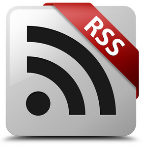 Rss 有光泽的白色方形按钮