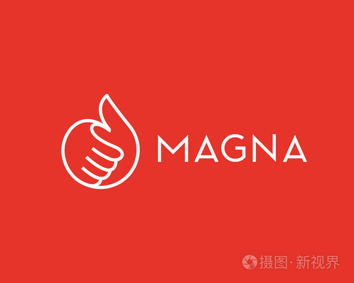 竖起大拇指矢量标识.线性像标志设计