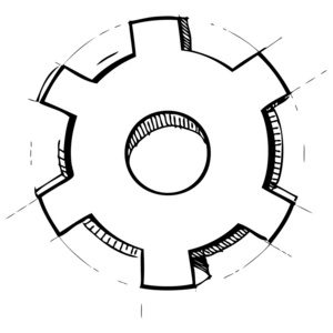 手绘制的齿轮.矢量插画照片
