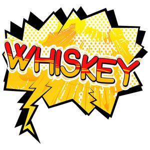 威士忌矢量插图漫画书风格短语