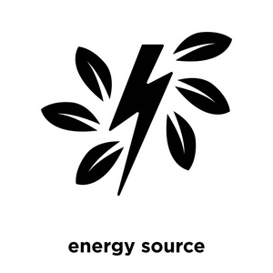 绿色能源图标矢量隔离在白色背景上, 标志概念绿色能量源符号在透明背景下, 填充黑色符号