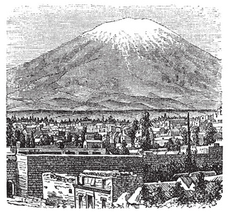 阿雷基帕 misti 火山旧雕刻在 1890 年