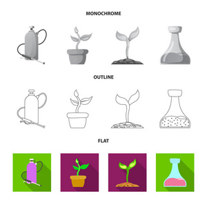 遗传和植物标志的孤立对象。收集遗传和生物技术向量图标的股票