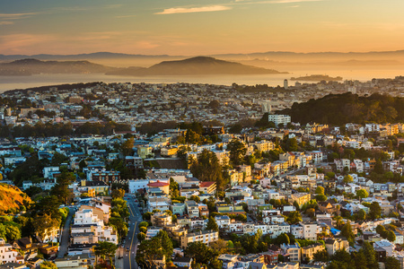 早上从双峰，San Francisco，加利福尼亚州