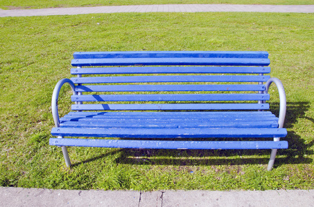 蓝色座位在草地上图片